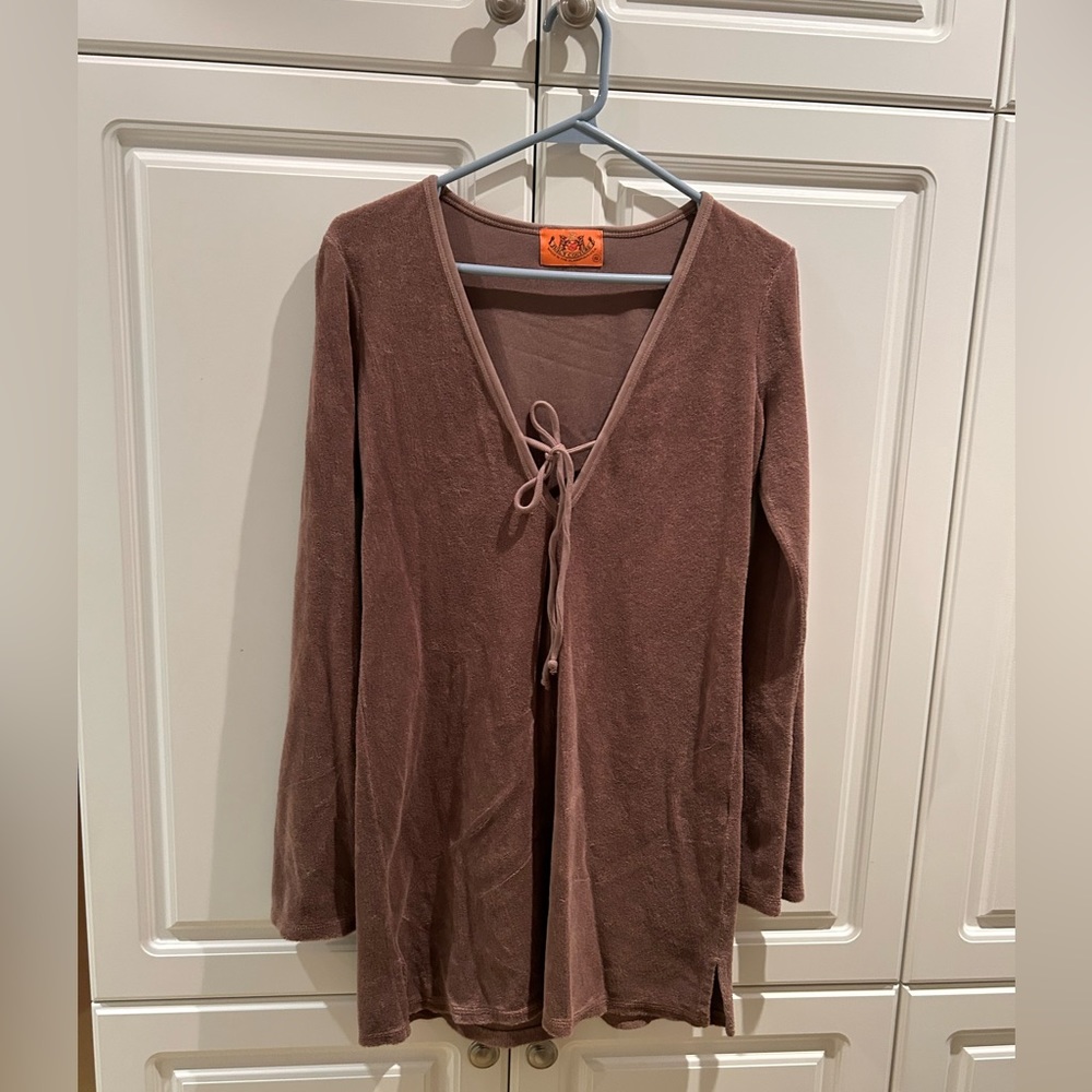 Juicy Couture Ladies Brown Terry Tunic Top Size Small